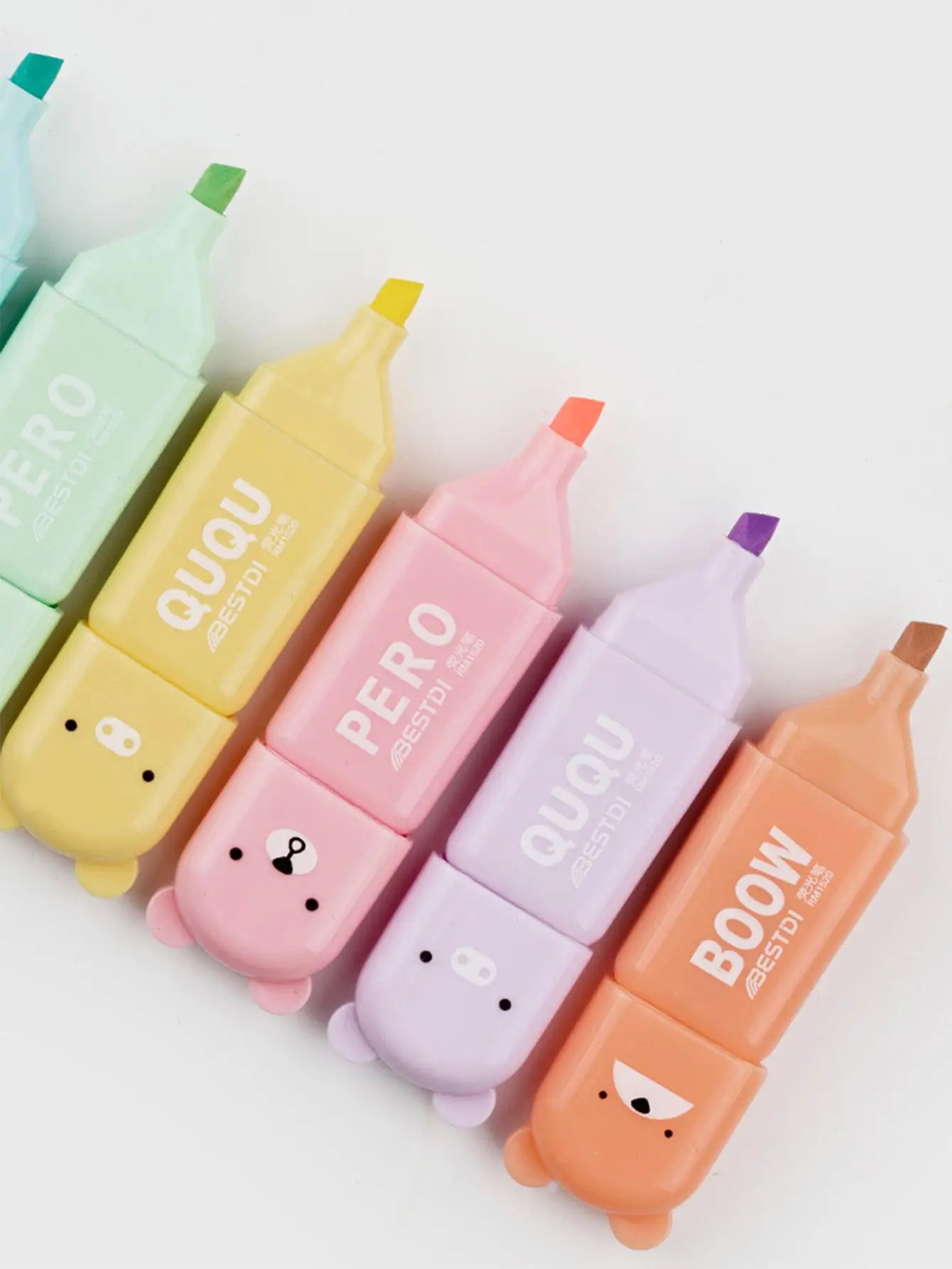 6pcs Mini Fluorescent Pen Set Macaron 6-Color Light Color Fluorescent Pen Student Marking Eye Protection
