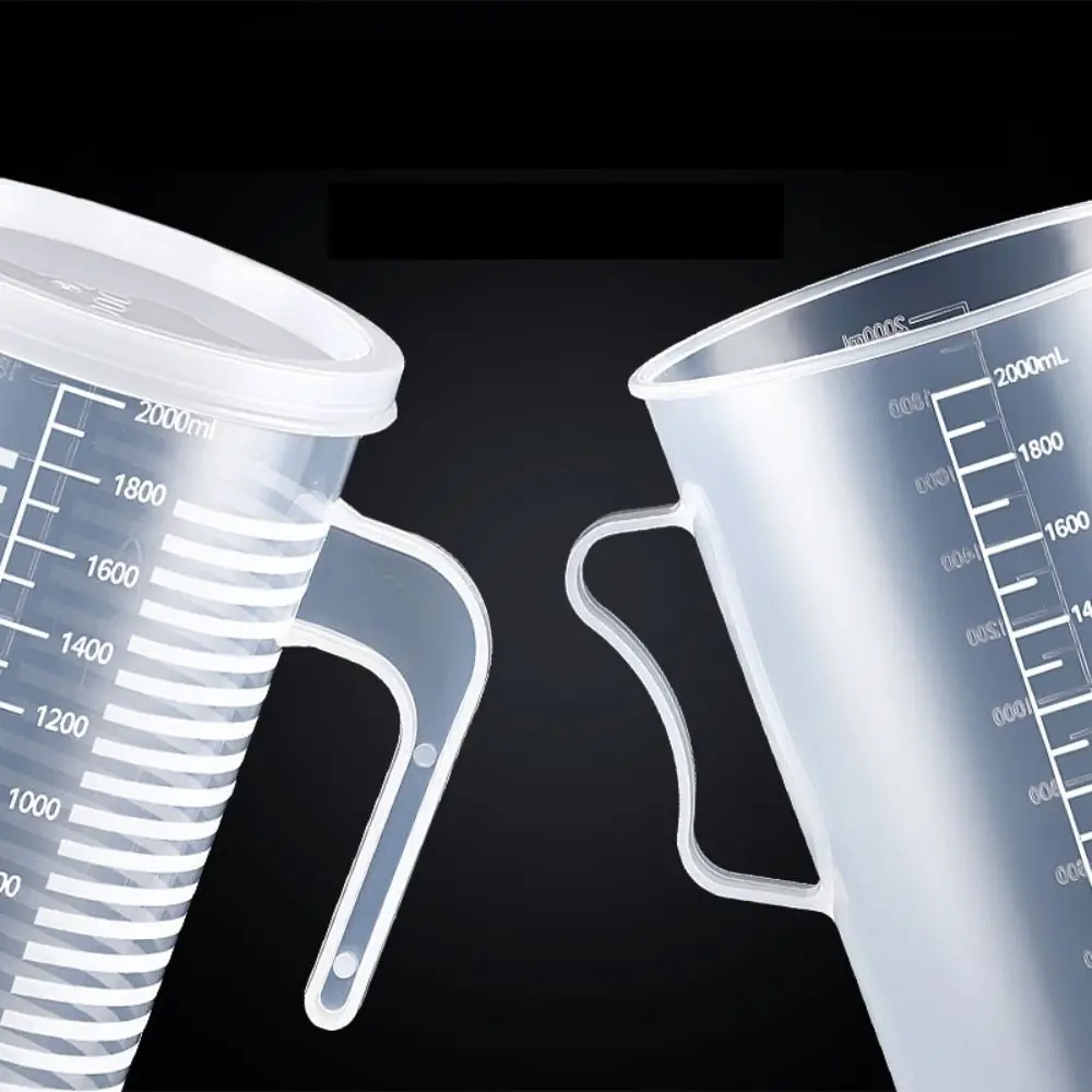 Plastic Clear Graduated Measuring Cup Scale Laboratory Beaker Large Capacity with Lid Transparent Mixing Cup Kitchen Baking