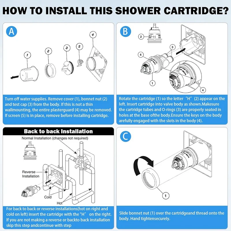 2 PCS RP46074 Shower Cartridges Replacement For 13/14 Series Single Handle Valve Cartridge Replacement Parts Repair Kit