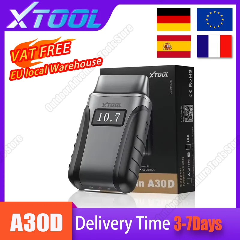 XTOOL Anyscan A30D OBD2-Scanner Bluetooth-Diagnosegerät, Bidirektionales Scan-Tool mit Lebenslangen Updates 19 Resets FCA AutoAuth