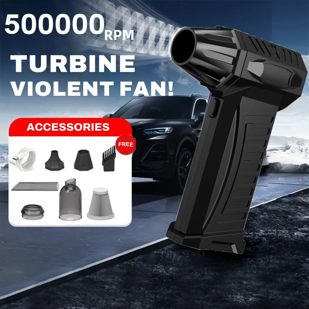 

New 500000RPM Violent Fan Powerful Air Blower Vacuum Dust Cleaner Type-C Charging Winds 58m/s Brushless Turbo Jet Blower Dryer ﻿