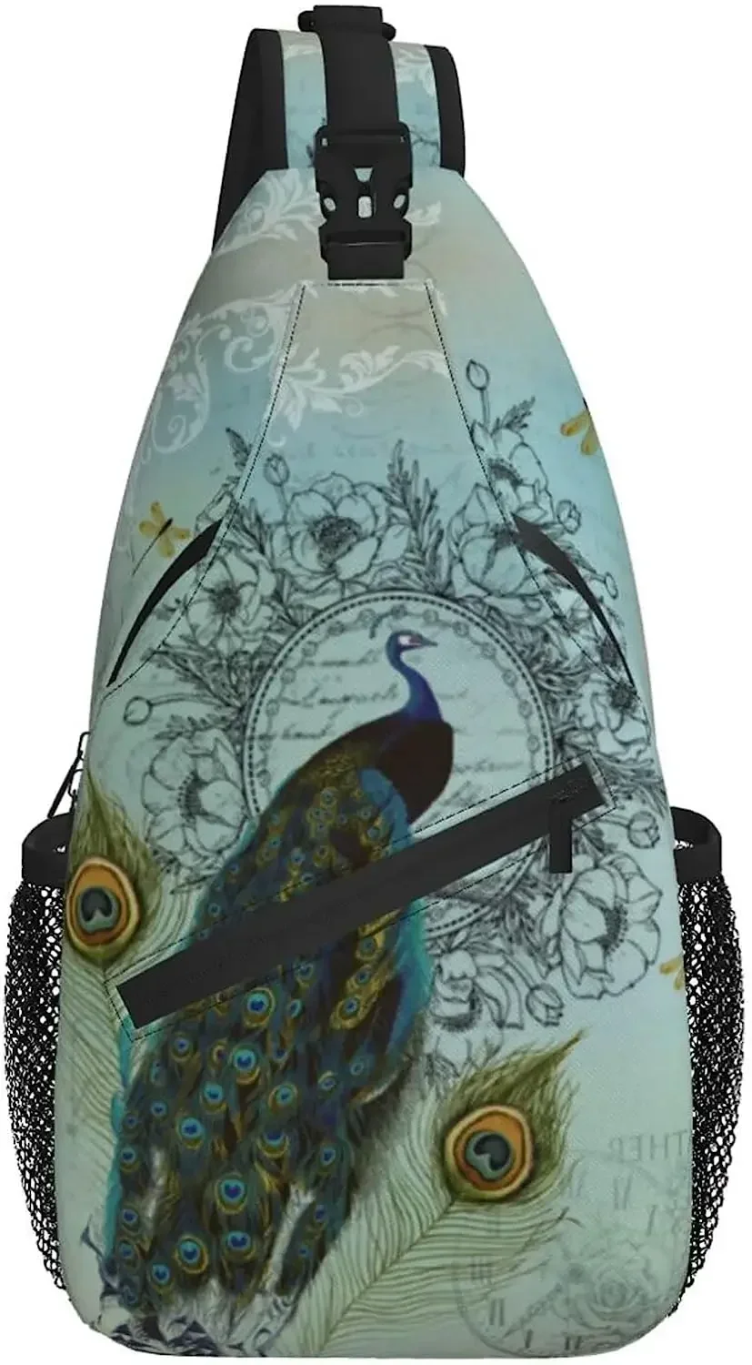 Peacock Adjustable Casual Crossbody Bag Unisexes Kids Gift Can Accommodate Mobile Phone Camera Folder and More