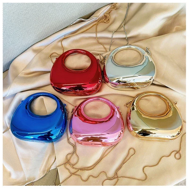 Hot Selling Women's Crossbody Bag 2024 New PVC Metallic Luster Half Moon Party Banquet Women's Bag Luxury Handbag Bolso De Mujer view 6