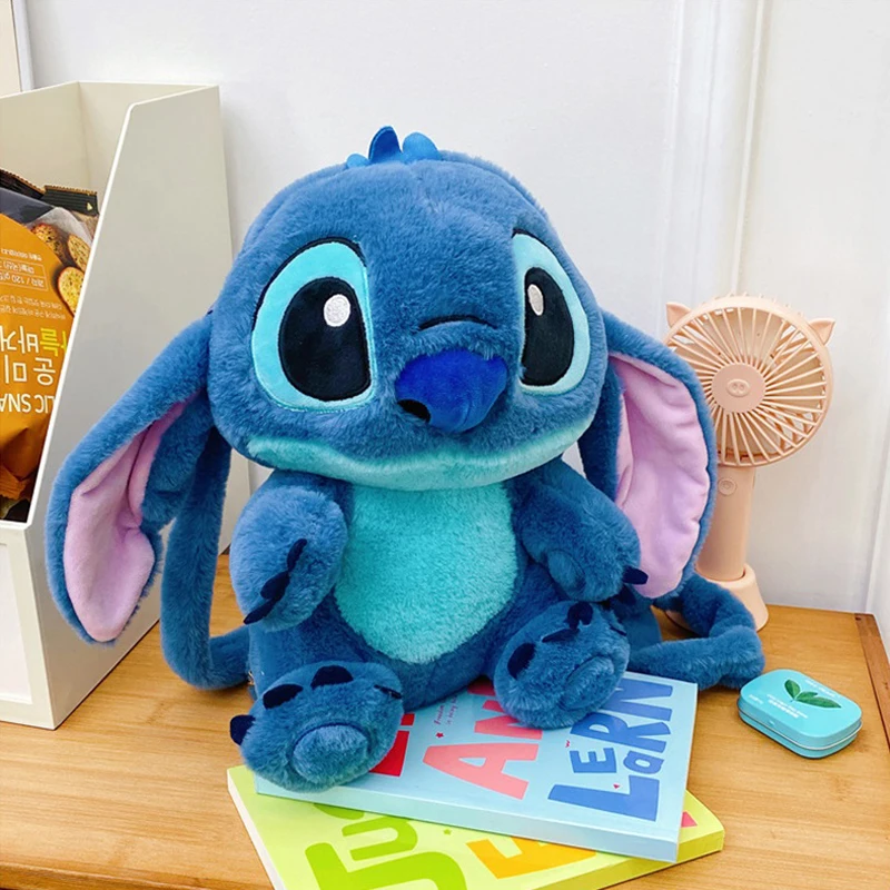 Disney Kawaii Stitch Plecak Niebieski Pluszowy Stitch Śmieszna Kreskówka Plecak studencki o dużej pojemności Torba do przedszkola Prezent dla dziecka