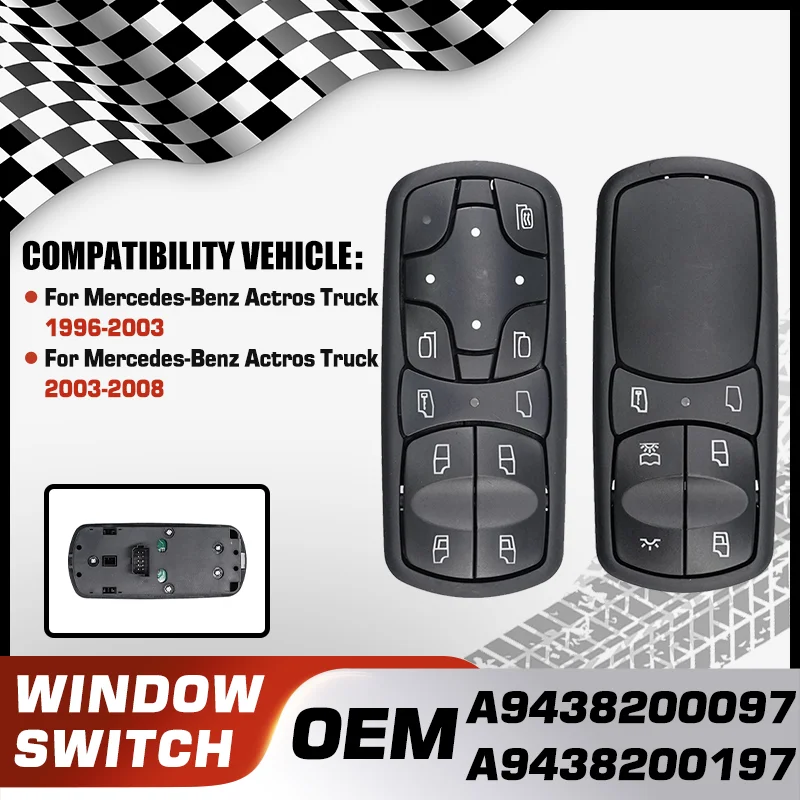 

Car Window Lifter Control Switch For Mercedes-Benz Actros Truck MP1 MK1 1996-2003 Mercedes-Benz Actros Truck MP2 MK2 2003-2008