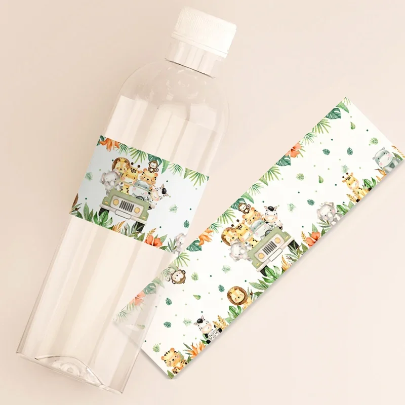 ملصقات كرتونية لحيوانات الغابة للأطفال ، ملصقات الزجاجات ، أعياد الميلاد ، استحمام الطفل ، مستلزمات تزيين الحفلات ، 10 *