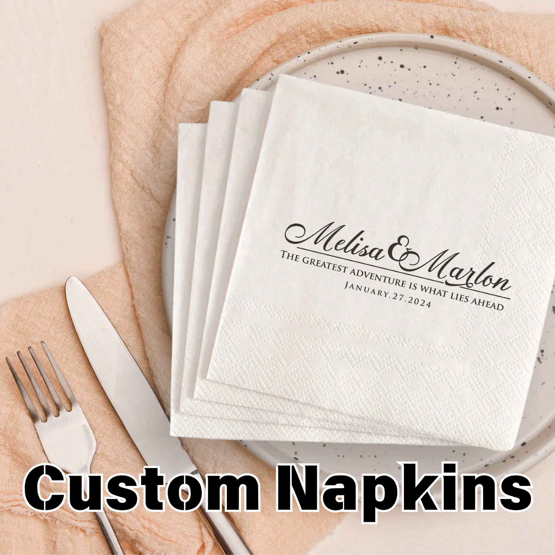 

Персонализированные бумажные салфетки для свадьбы, салфетки на заказ из вашего текста, одноразовые салфетки для свадебной коктейльной вечеринки, декор для девичника