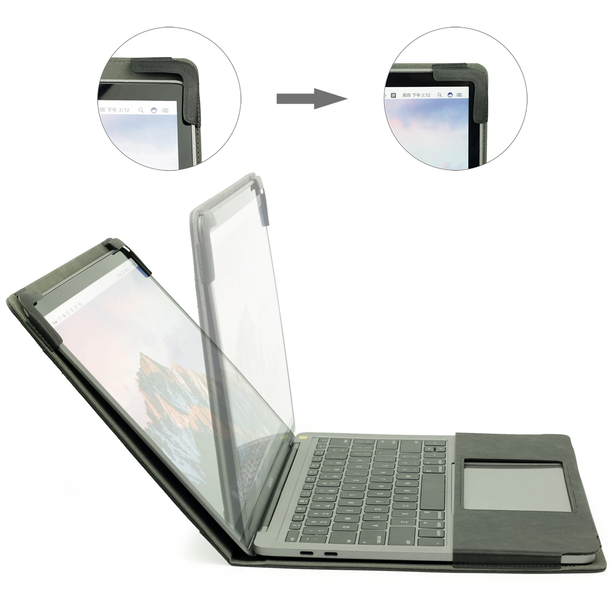 حافظة TYTX متوافقة مع حافظة MacBook Air مقاس 13.6 بوصة من جلد البولي يوريثان لعام 2022-2025 موديل M4 A3240 M3 A3113 M2 A2681 مع معرف اللمس