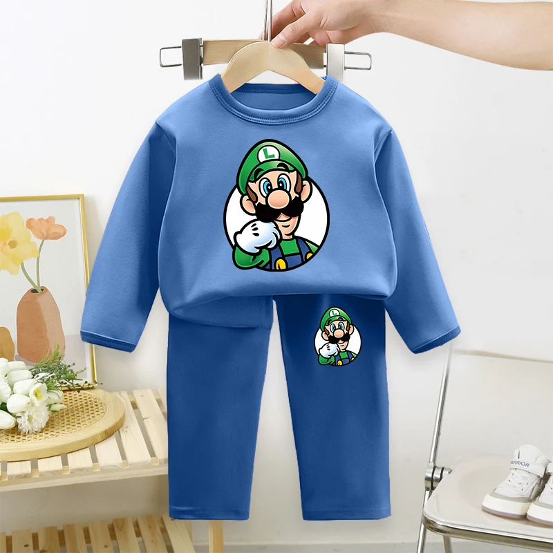 Pijamas de Super Marioed para niños, ropa de dormir bonita de dibujos animados para niño y niña, camisón informal de moda para el hogar, ropa de noche para niños para Otoño e Invierno