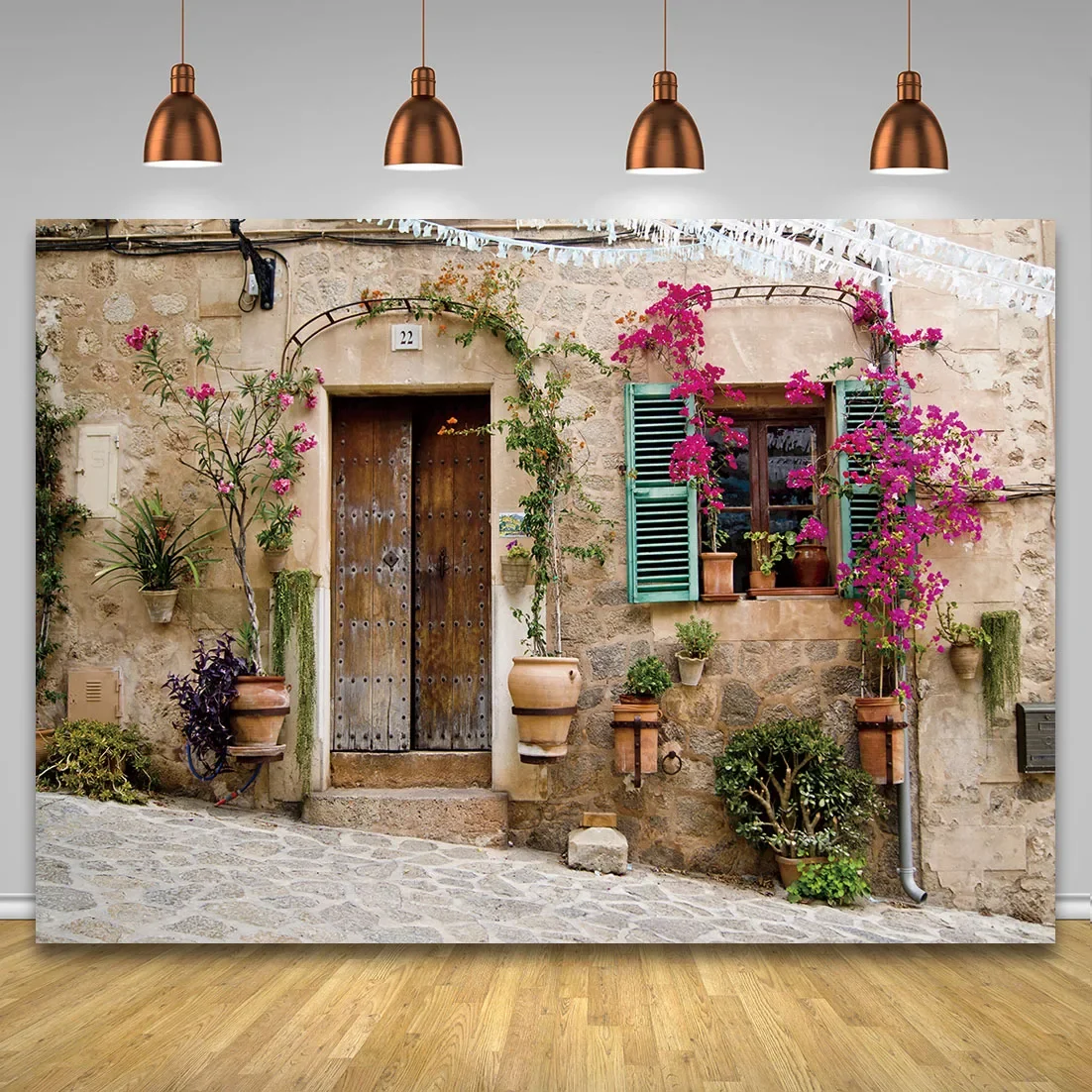 Tuscan Front Door Street Vinyl Photography Background Props Classical Wooden Door Photography Studio Shooting Background Props