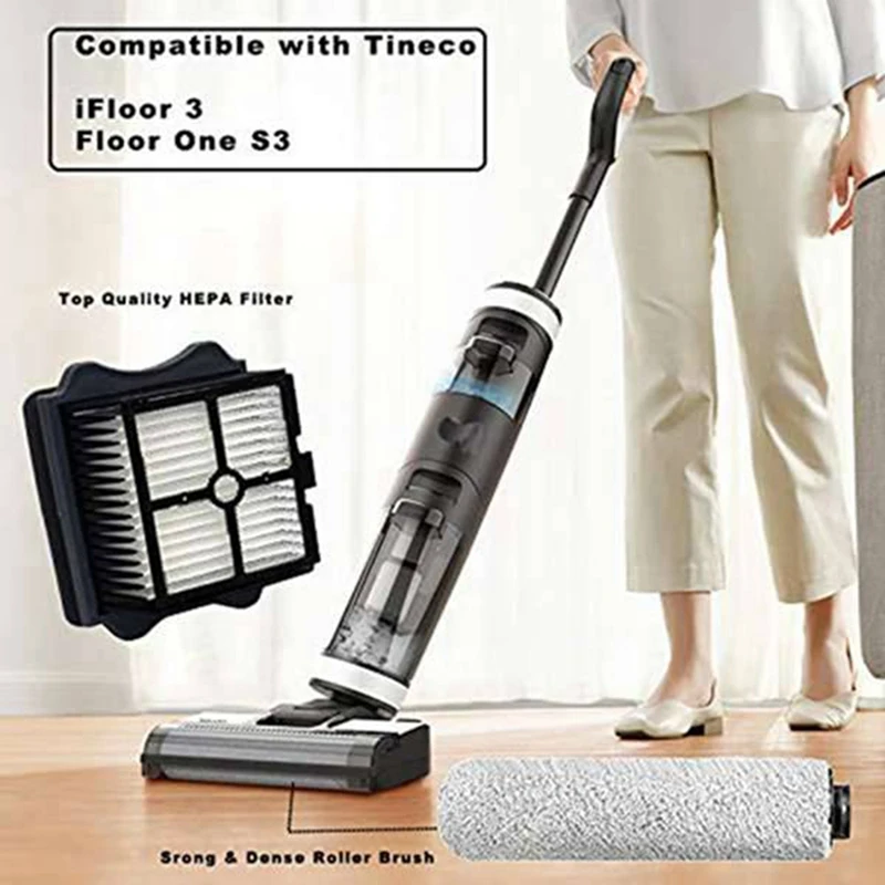 อะไหล่ตัวกรอง HEPA และลูกกลิ้งแปรงเหมาะสำหรับ tineco ifloor 3/ifloor ชิ้นส่วนเครื่องดูดฝุ่นเปียกแบบไร้สายหนึ่ง S3