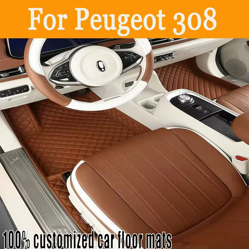 

Изготовленные на заказ автомобильные коврики для Peugeot 308 2012 2013 2014 2015 2016, авто роскошные кожаные мужские и женские автомобильные коврики с полным покрытием