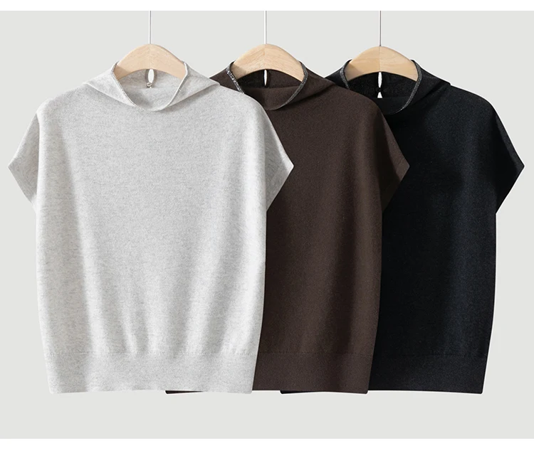 BY4621755 Damen-Weste mit Stehkragen, 100% Kaschmir, Oversized, ärmellos, mit Kettendetails am Rücken und Schlitz, dezenter Luxus für den frühen Herbst. – Detail 13