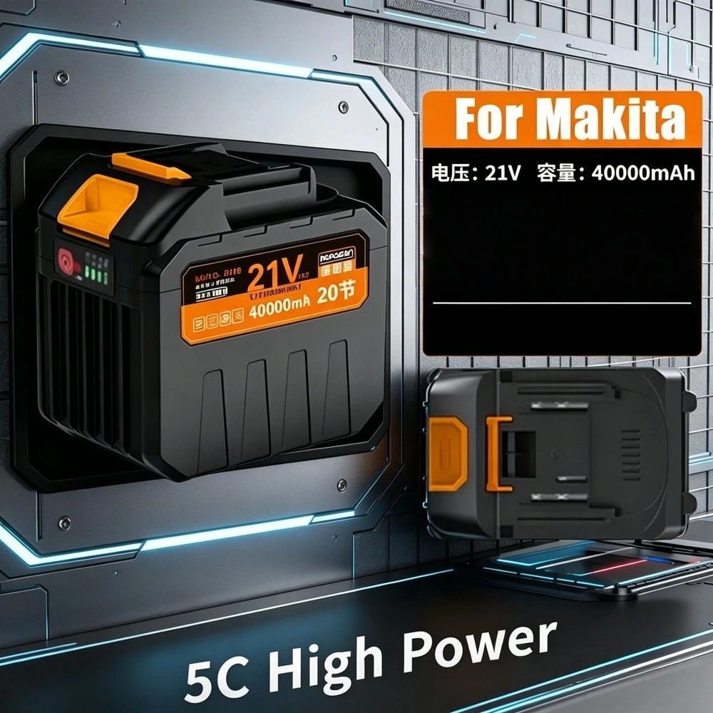 Replacement for Makita 18V-21V Lithium-Ion Battery 60000mAh with LED