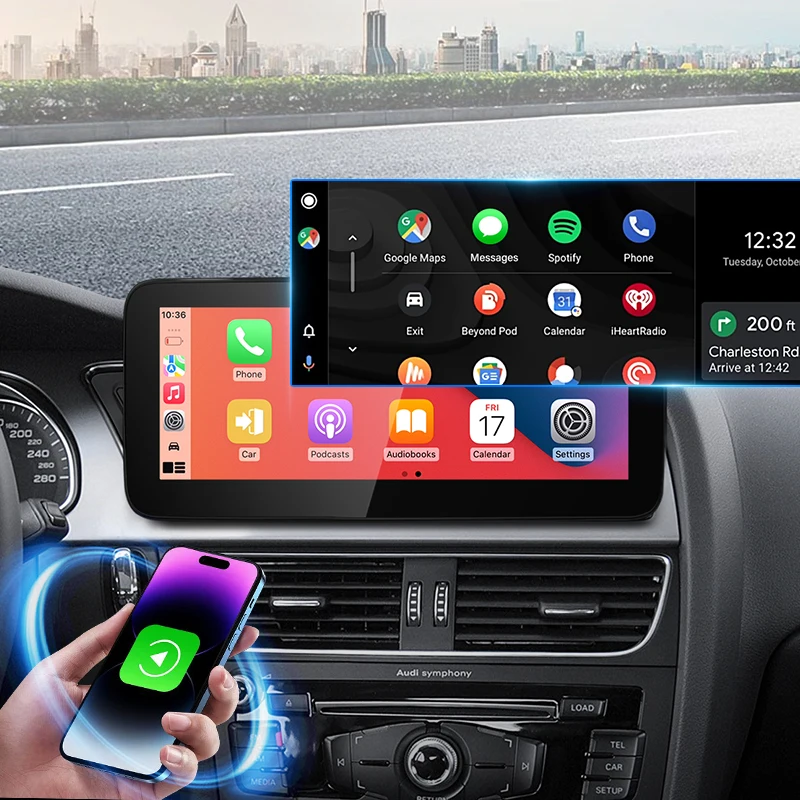 STWEI Qualcomm Snapdragon 680 6225 2.4GHz Wireless CarPlay Android Auto For AUDI A4 A5 B8 Multiledia Players Video GPS Bluetooth view 3