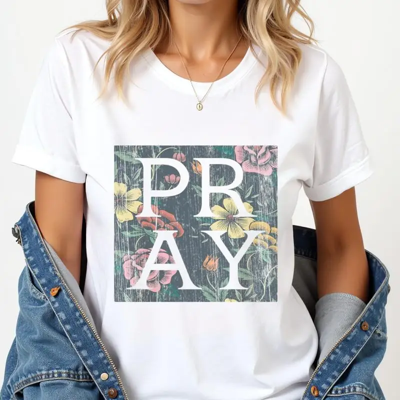 المتعثرة الأزهار الصلاة المسيحية تي شيرت أمي الحياة جنوب #1