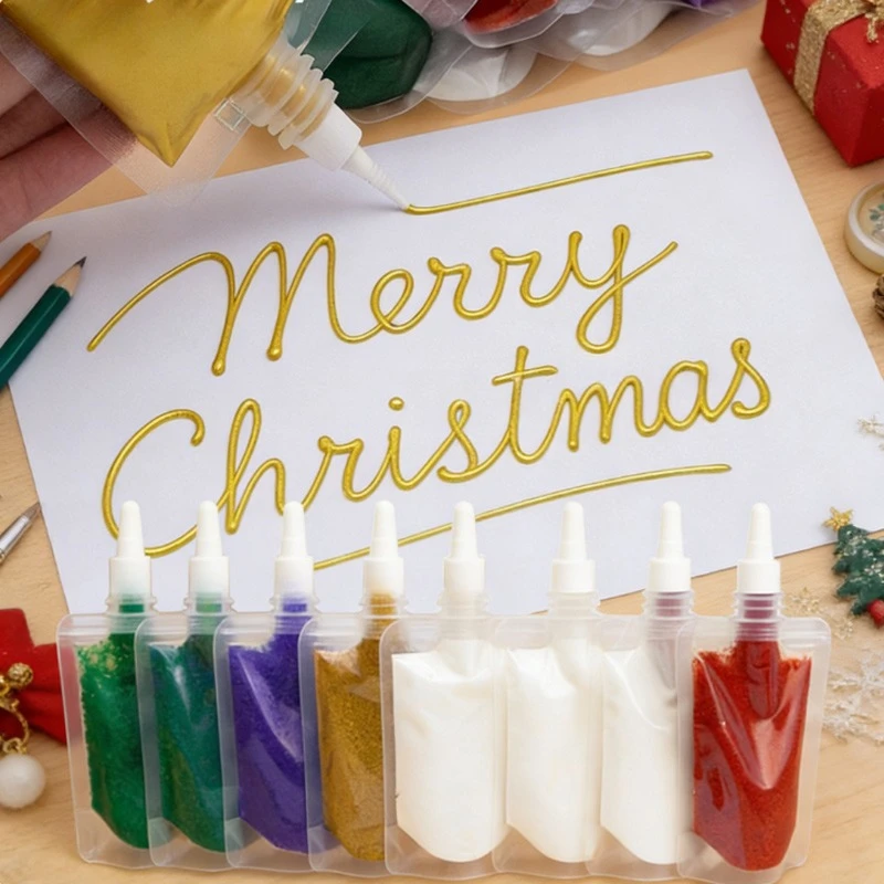 7pcs 100ml 3D Hook Acrylic Paint Soft Squeezable Tip Designed DIY Handmade Decoration Greeting Card Photo Frame Painting
