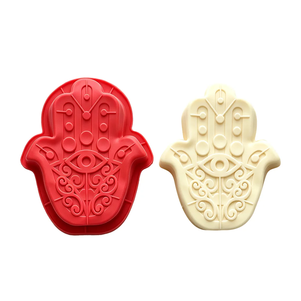 Hamsa-Hand Silikon-Backform mit Böses-Auge-Muster Kuchenform für Mousse-Kuchen Schokolade Gelee Dessert DIY Backzubehör für Zuhause – Detail 6