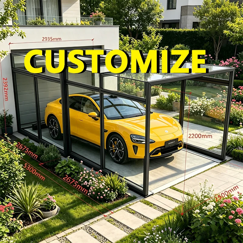 Any Size Custom Multifunctional Steel Frame Folding Carport Open Space Windproof Sun Block Waterproof Durable Private Car Protec