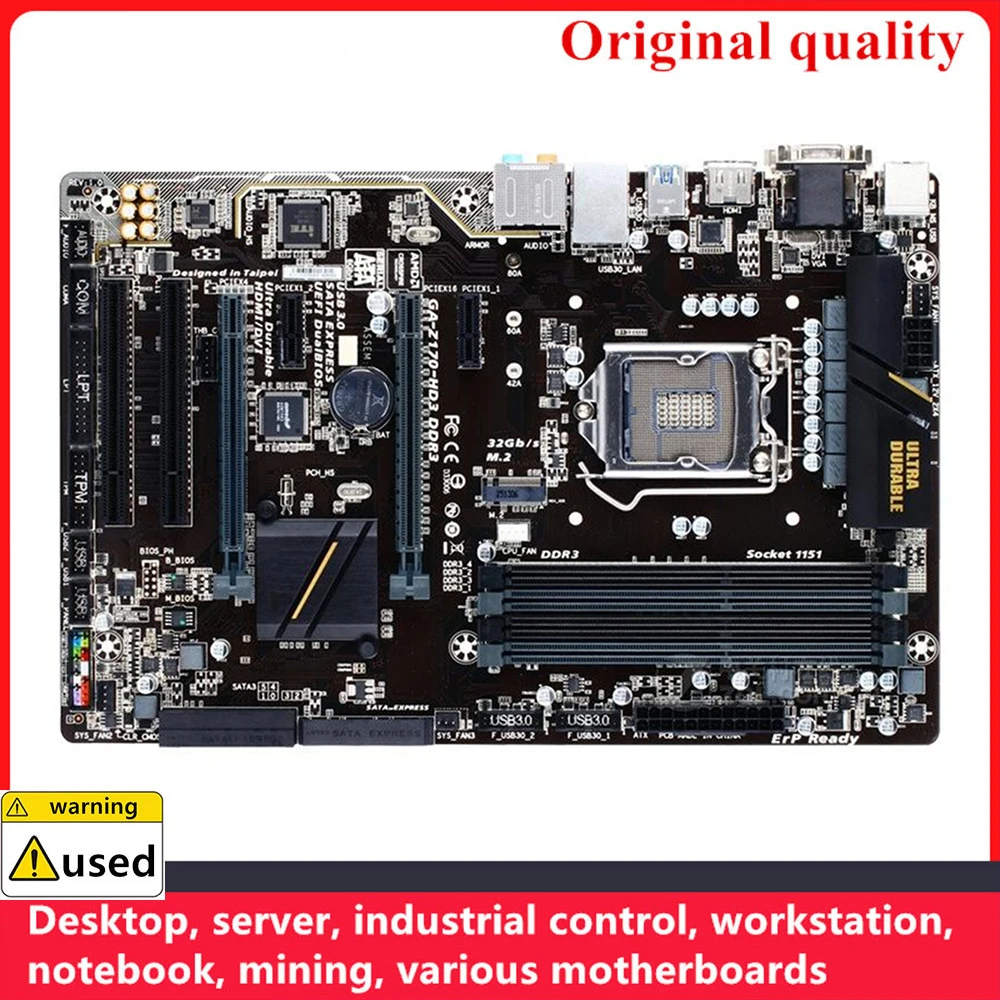 

For GA-Z170-HD3 DDR3 Z170-HD3 DDR3 Motherboards LGA 1151 DDR3 32GB Intel Z170 Overclocking Desktop Mainboard M.2 NVME SATA III