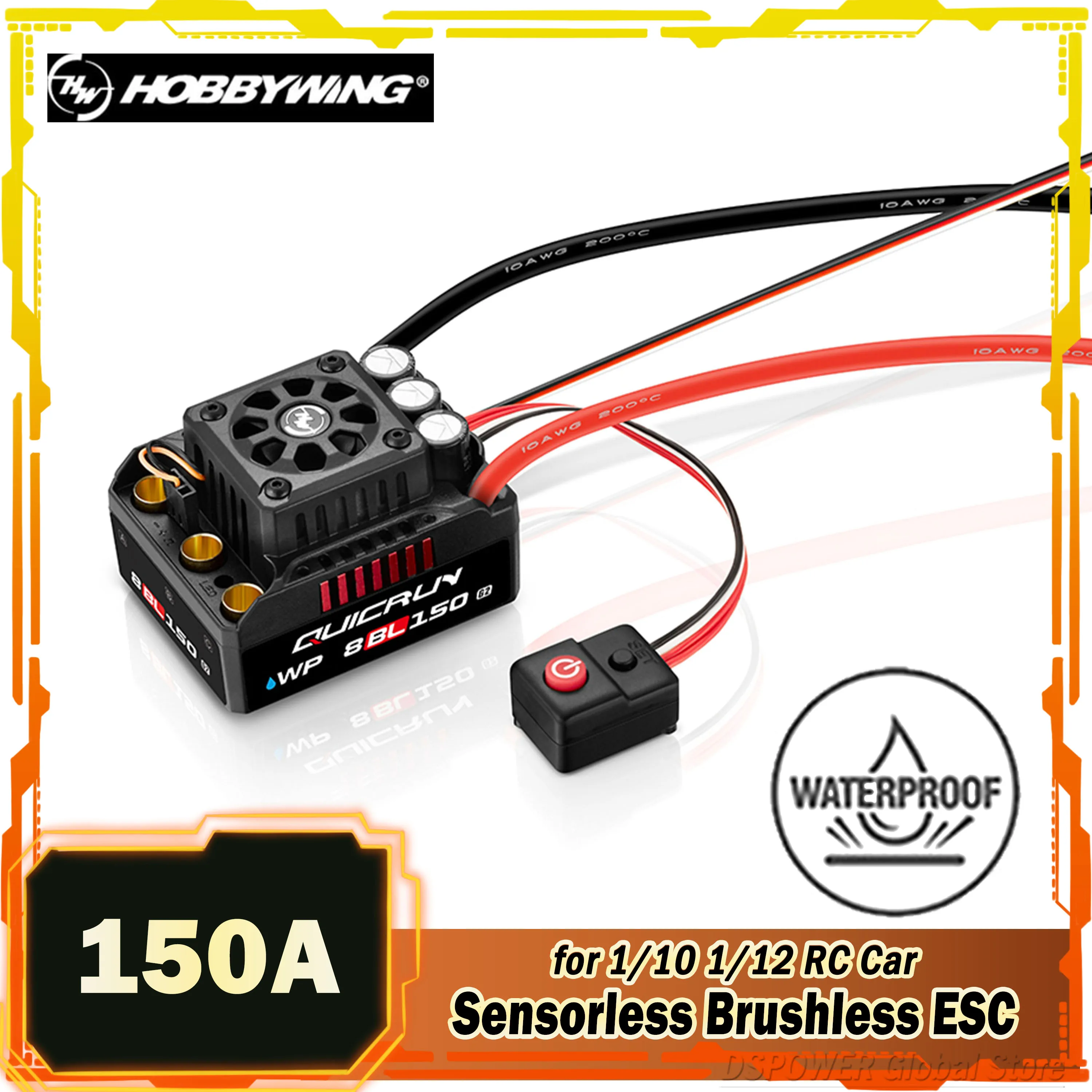 HOBBYWING QuicRun 150A Brushless ESC WP 8BL150 G2 Waterproof Sensorless 3-6S for 1/8 RC Car Truck Monster 4274 Motor Sensored