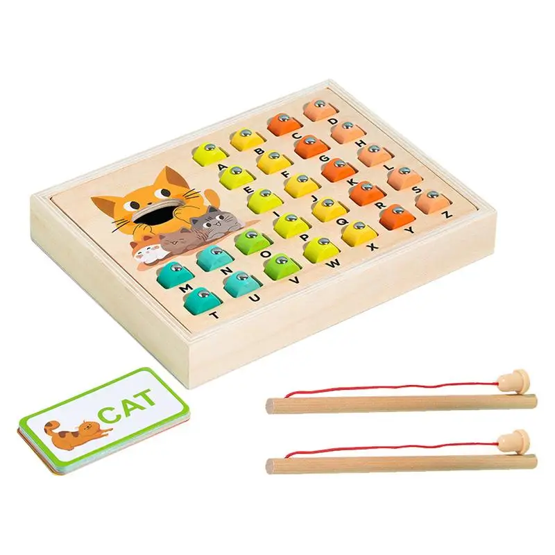 Sight Word Games Word Spelling Learning Box Wooden Fishing Toy Enhances Fine Motor Learning Cognitive Skills And Alphabet Game