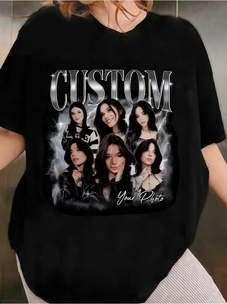 

CUSTOM Women'S Artistic Pattern Printed Plus Size Short Sleeve T-Shirt, Fashionable Plus Size Summer Top for Women men