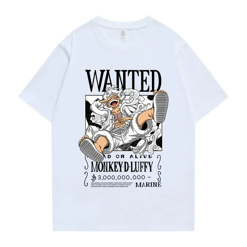 Japanese ONE PIECE Nika Luffy Anime Peripheral Short Sleeve Tops Male Autumn Teen Student Crew Neck T-Shirt Graphic T Shirts