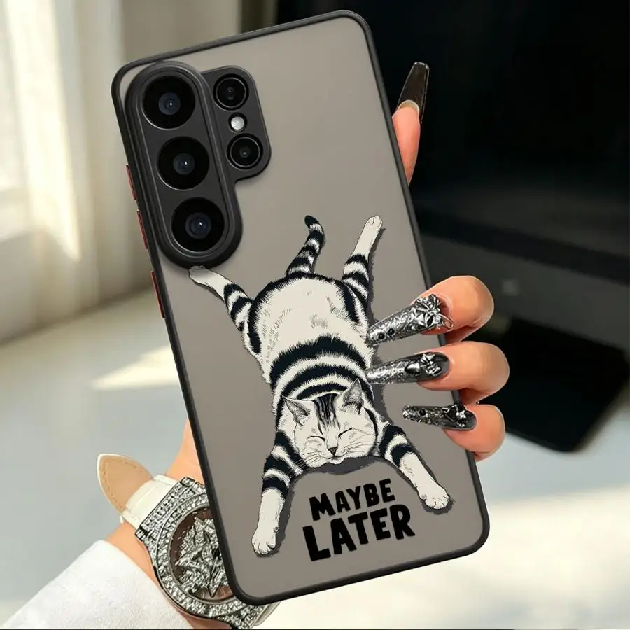 Tabby Lazy Cat Funda Back Phone Cover Case for Samsung Galaxy S26 S23 FE S22 S20 FE Note 20 Ultra 10+ S24 Plus S21 S25 Ultra