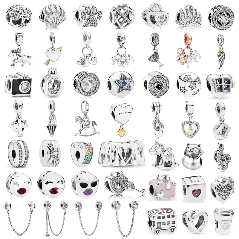 ใหม่แฟชั่น Charm เดิมสีดำร่มแก้วไวน์เครื่องบิน Pony ลูกปัด Fit Pandora สร้อยข้อมือผู้หญิงของขวัญเครื่องประดับ