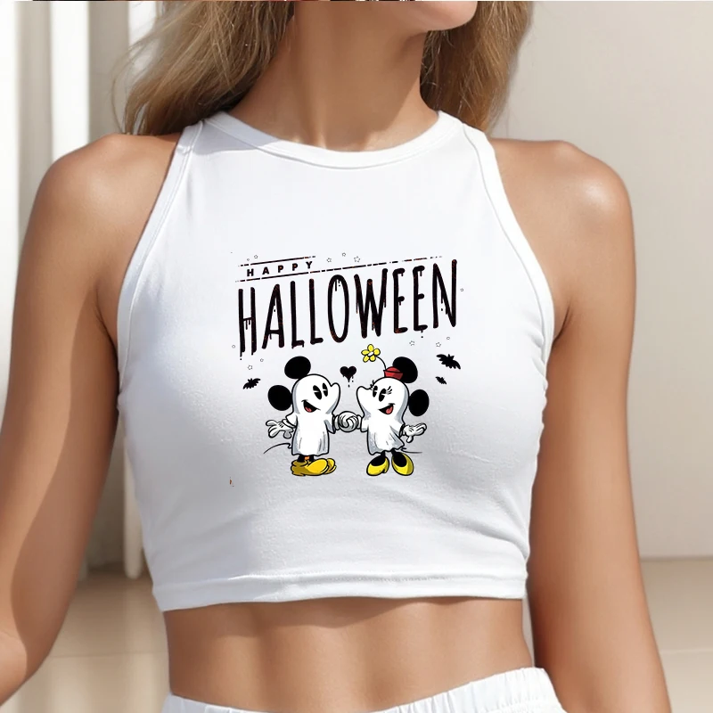 

Sexy Disney Halloween Woman Clothing Sleeveless Tees Cartoon Female Printed Mickey Tops T Shirt Y2k Custom Tanks Camis ﻿Clothes