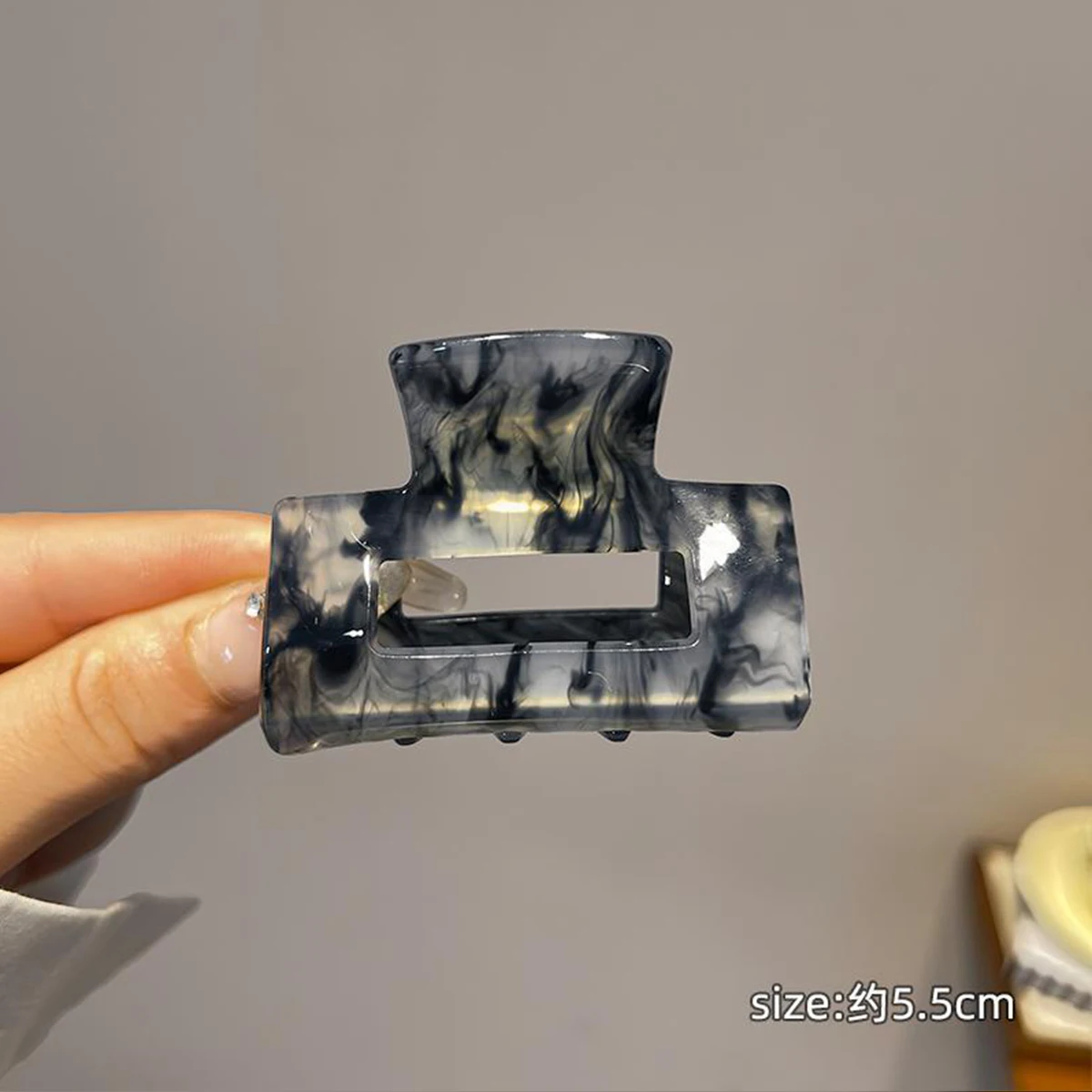 قطعة واحدة من مشبك شعر من الأسيتات المتدرج الملمس الرخامي على الطراز الكوري، دبوس شعر عالي الجودة متعدد الاستخدامات بنصف ما يصل