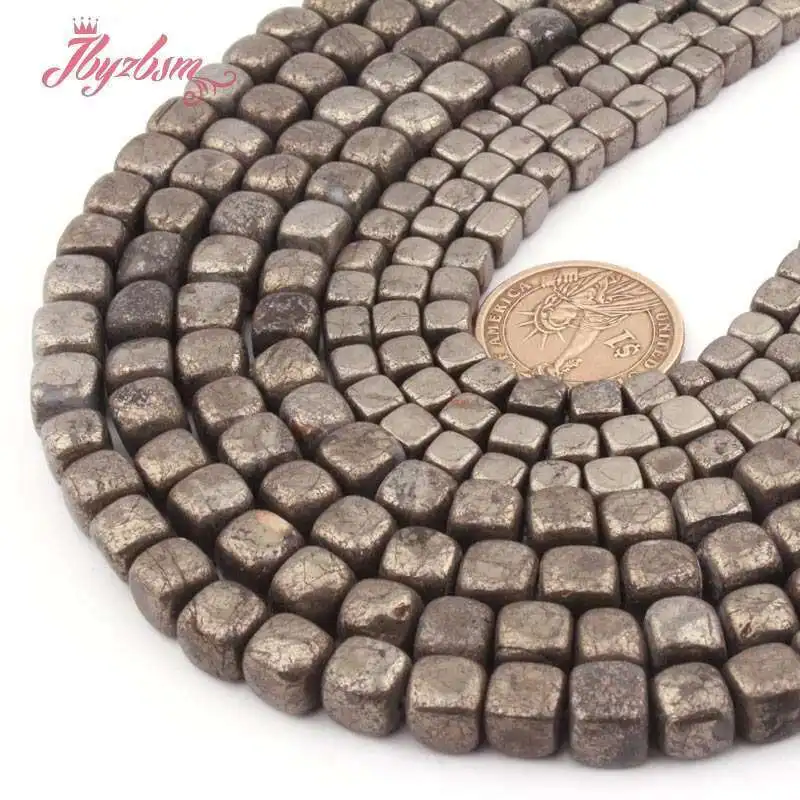 6-7,7-8mm Natural Pyrite Silvers Gray Rectangle Loose Beads Stone Beads For DIY Necklace Bracelets Jewelry Making Strand 15\