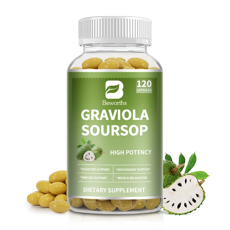 BEWORTHS Soursop Graviola Leaves Capsules for Cell Support,Regeneration,Stress Relief,Immune Enhancement Herbal Plant Extract