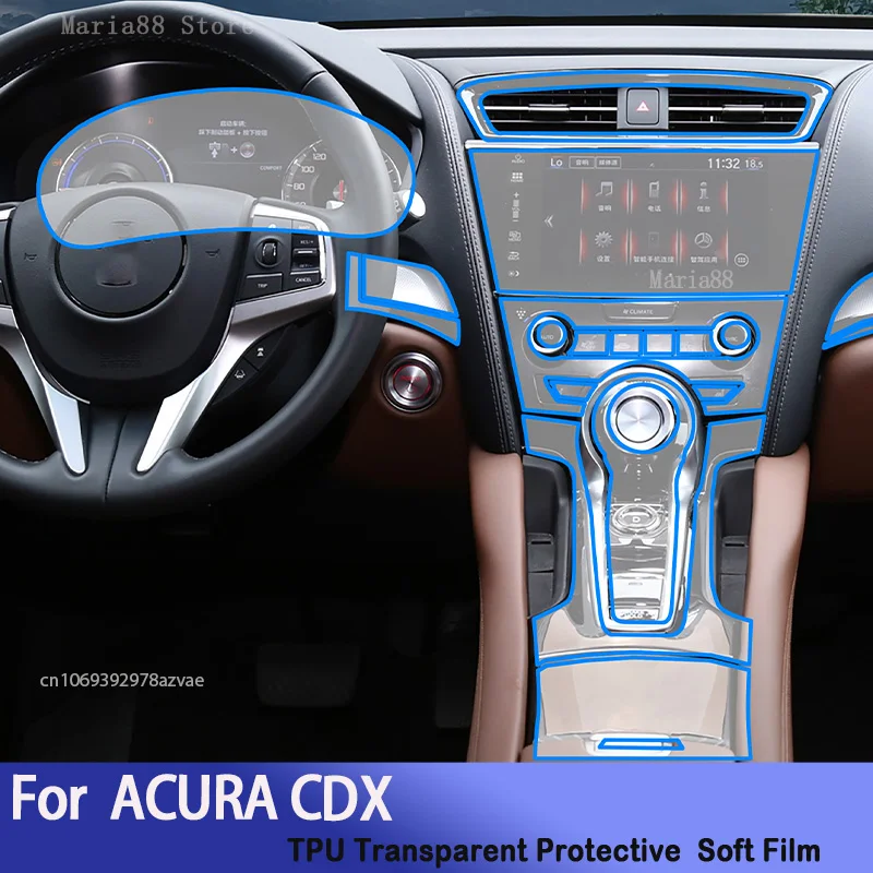 For ACURA CDX 2022-2024 Car Interior Center Console Transparent TPU Protective Film Anti-scratch Repair Sticker