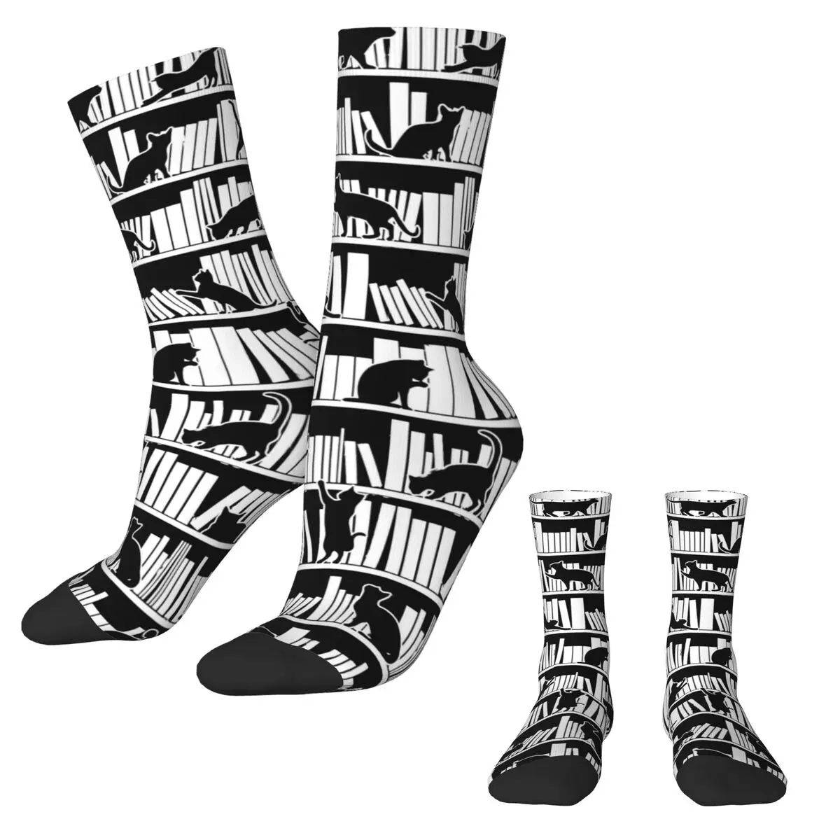 Library Cats Socks Spring All I Need Is Books Stockings Modern Unisex High Quality Socks Design Outdoor Anti Slip Socks