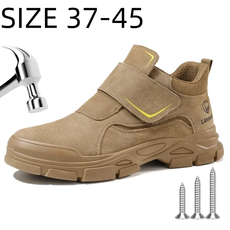 GUYISA Men Welder Safety Shoes Steel Toe Safety Boots Anti Scalding High Temperature Resistance Men Work Sneakers Big Size 37-45