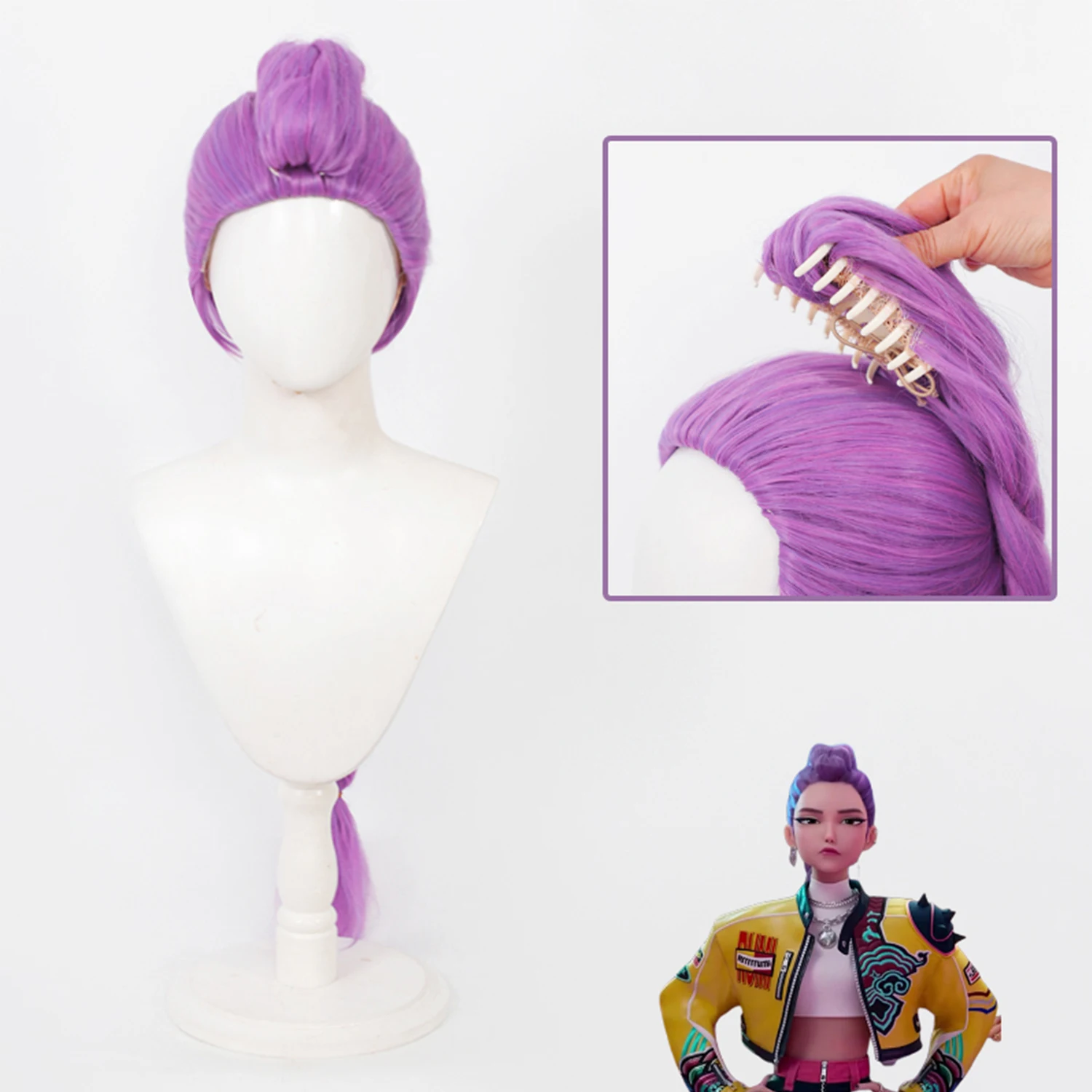 K-pop فتاة مجموعة ميرا زوي رومي شعر مستعار تأثيري فيلم لعب الأدوار شعر مستعار الوردي الأرجواني طويل شعر مستعار اصطناعي شعر مستعار أسود قصير للنساء فتاة #3