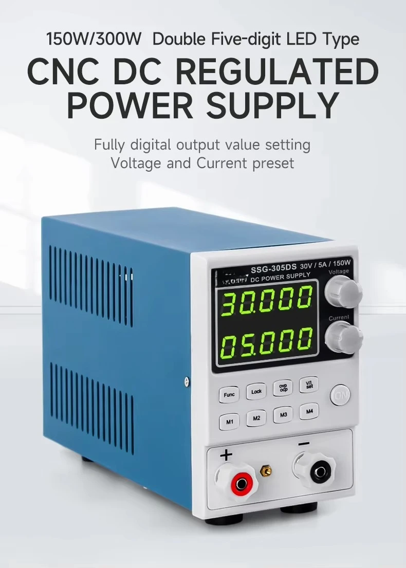 A-BF SSG-305DS Power Supply Dual 5-digit LED With Memory Function 30V 5A Adjustable Programmable Laboratory Bench Power Supply