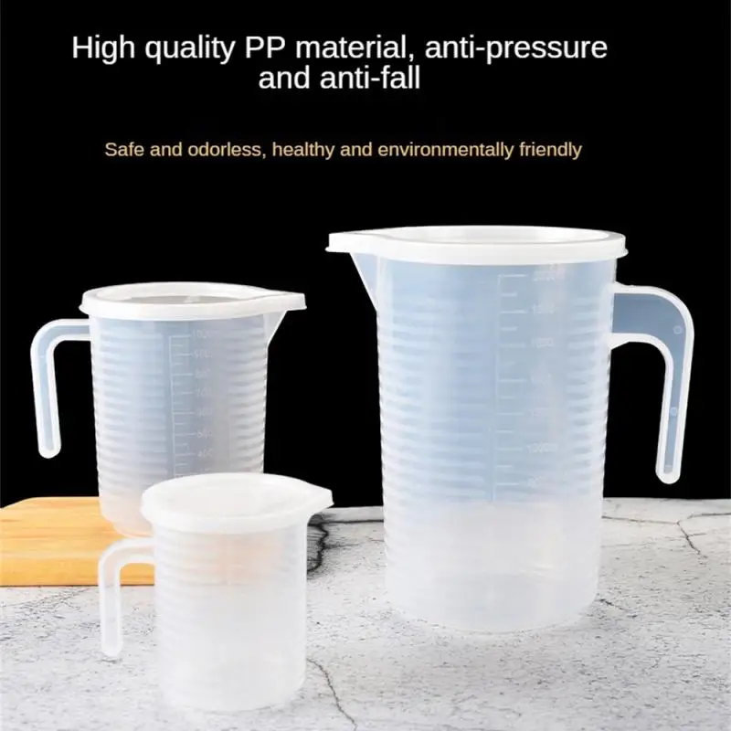 5000/3500/2000/1000/500/250/100ml Plastic Measuring Cup with Lid Large Scale Laboratory Beaker Clear Mixing Cup Baking Tools