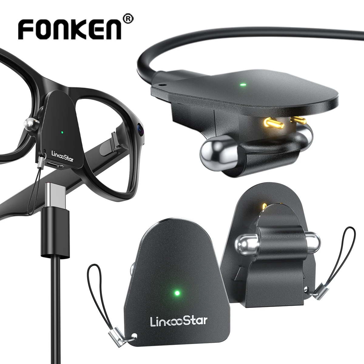 USB-C-Ladeadapter für Ray-Ban Meta Gen 1/Gen 2 und Oakley Meta. Praktischer Ladeanschluss für Wayfarer/Skyler/Headliner