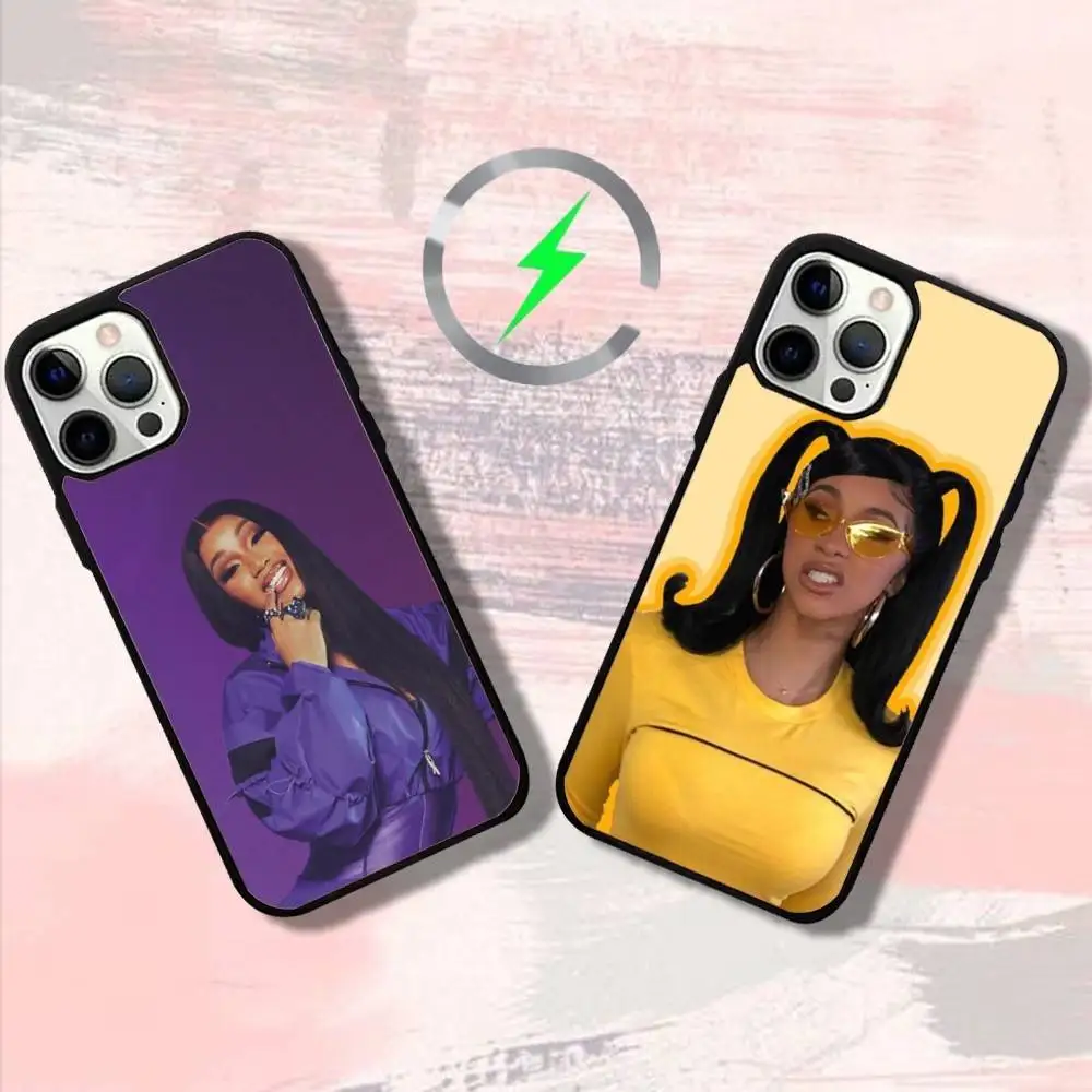 

Rapper C-Cardis B Phone Case For iPhone 16,15,14,13,12,11,Pro,Max,Plus,Mini,SE4,E Magnetic Magsafe Wireless Charging