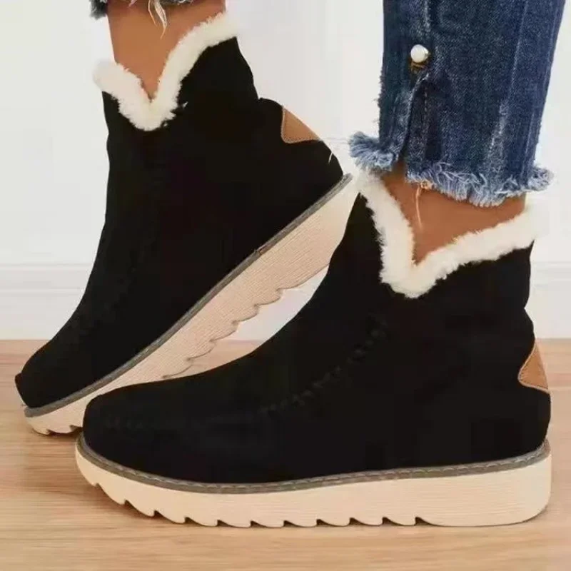 Snow Boots Women Slip on Platform Ankle Boots Ladies Cotton Shoes Winter Casual Warm Short Boots Woman New Booties Female