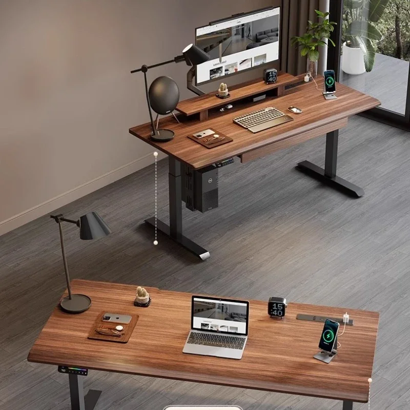 Modern Wooden Office Desk Electric Elevating Removable Storage Office Desk Organiser Aesthetic Ufficio Postmodern Furniture