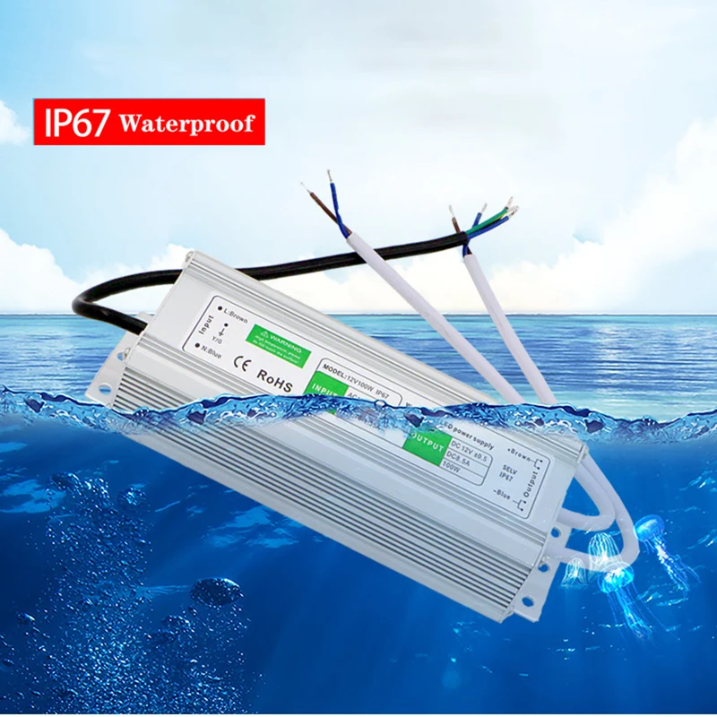 

Водонепроницаемый источник питания IP67, 12 В, 24 В постоянного тока, 15 Вт, 20 Вт, 30 Вт, 45 Вт, 50 Вт, 60 Вт, 80 Вт, 100 Вт, 120 Вт, 150 Вт, адаптер для светодиодной ленты