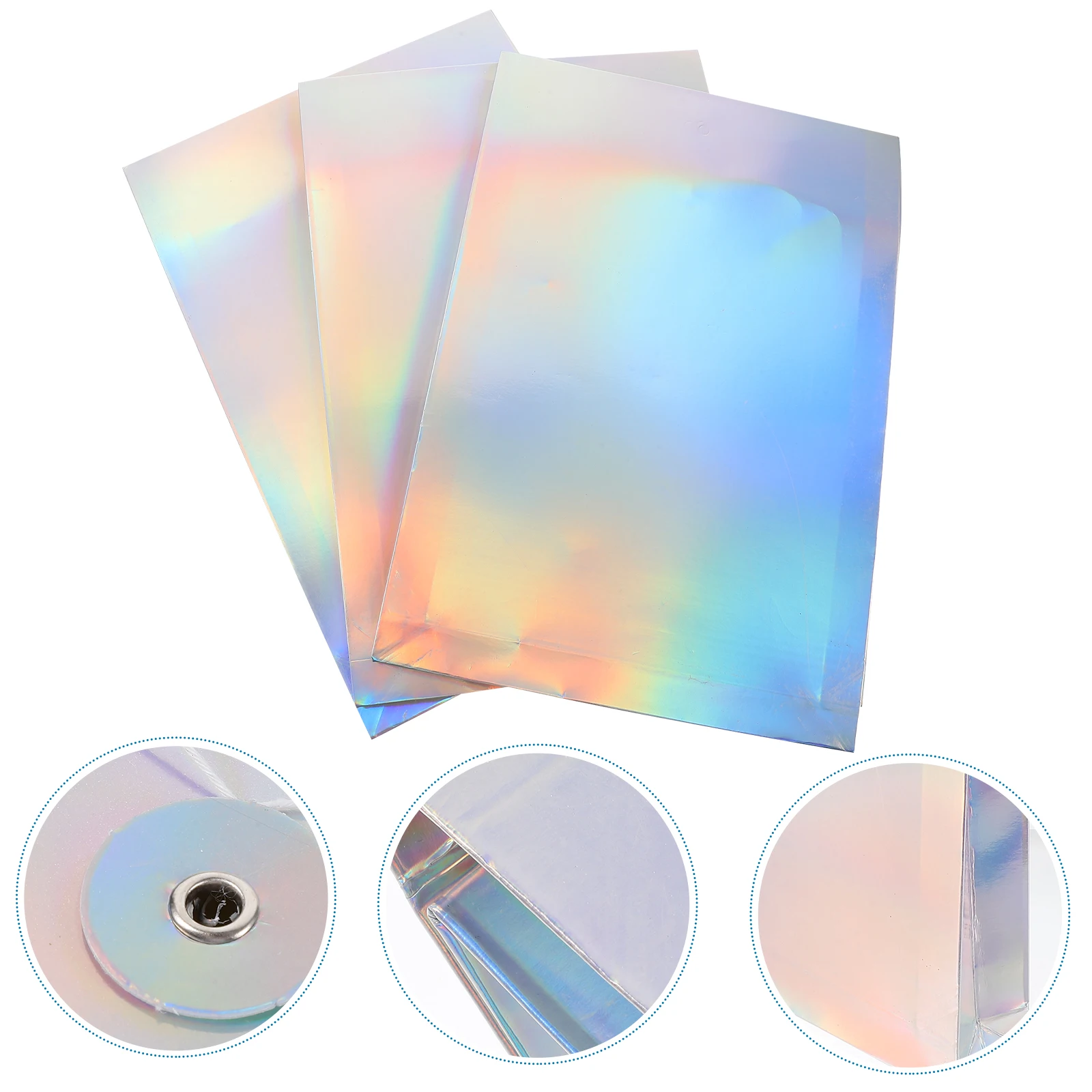 

3pcs Holographic Bags A4 Document Organizers Receipt Storage Bags Tie Closure File Pouches File Folder Envelope Paper