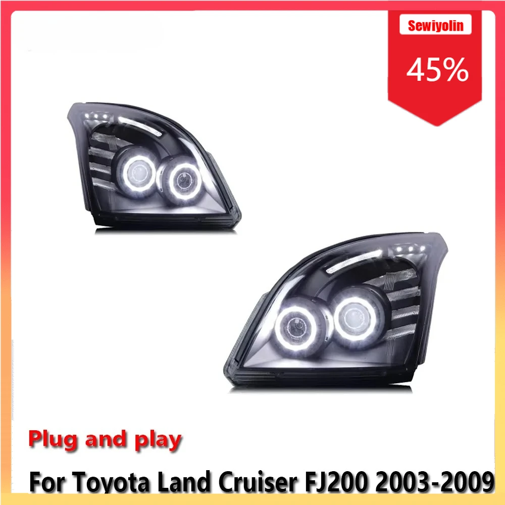 

Car LED Headlight Automobile Parts For Toyota Land Cruiser FJ200 2003-2009 Fog DRL Brake Turn Signal Lamp Plug and Play