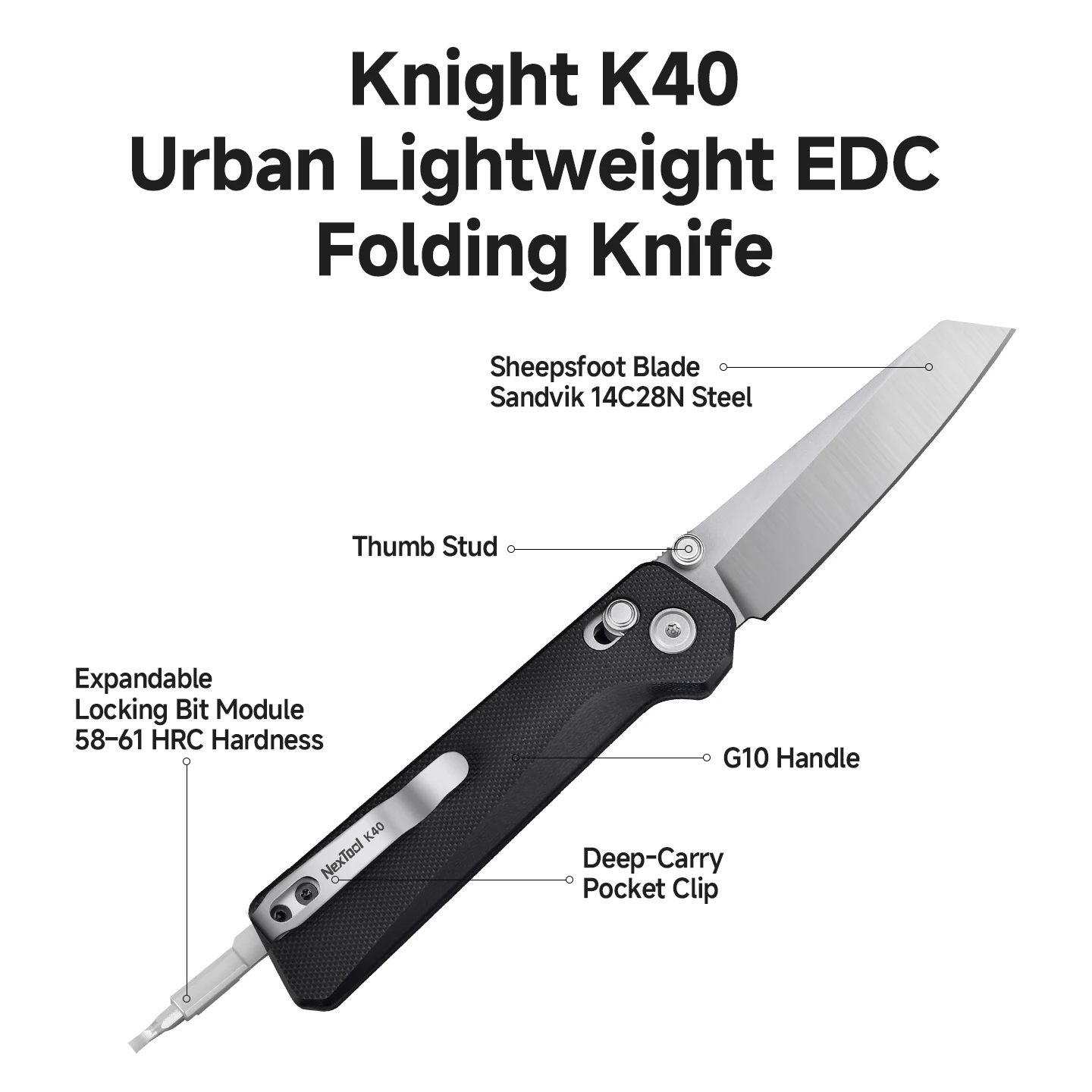 NexTool Knight K40 EDC Multitool Knife 14C28N Steel Blade Portable Cutting Pocket Tool For Outdoor Camping Hiking Gift for Men
