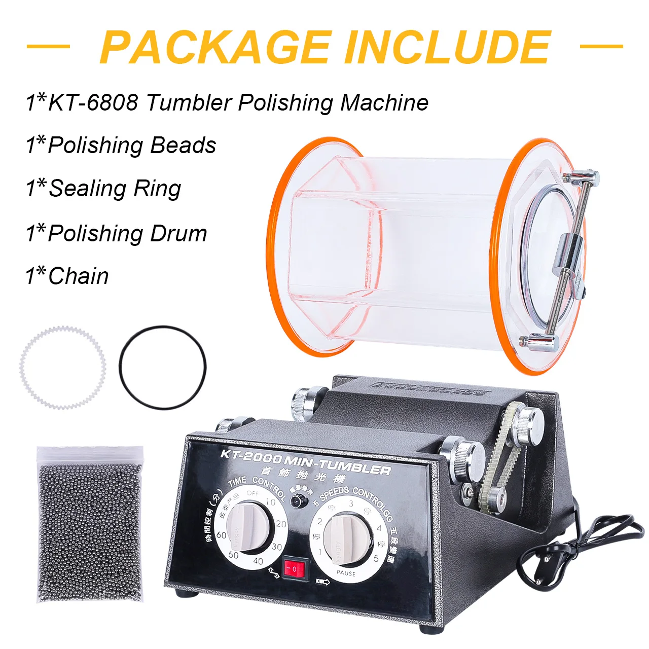 110V 5kg Drum Rotary Tumbler Polisher Jewelry Polishing Machine KT-2000 60W 5 Speed Control Rotating Barrel Polishing Finisher for Gold Silver Metal Polishing & Gem DIY Tools  Jewelry Finishing Machine