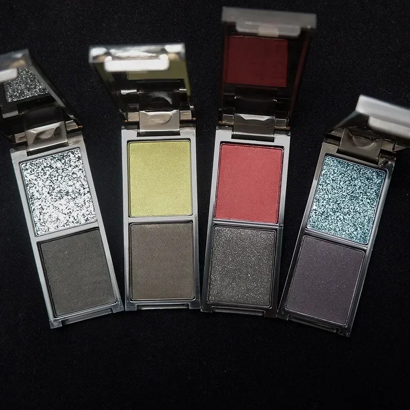 2-color ماتي الأسود ظلال العيون لوحة أحمر داكن فضي اللون لامع ماتي المدخن ظلال العيون تمييز ماكياج الصباغ جديد